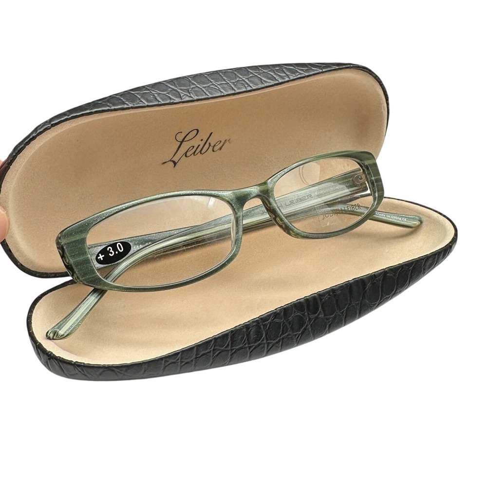 Judith Leiber JL1044A  Green Striped Crystal Embellished Reading Glasses +3.0